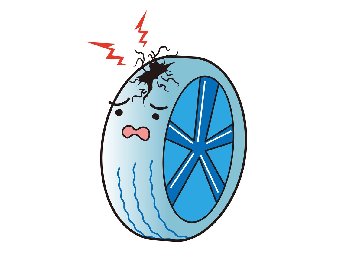 摩耗したタイヤ